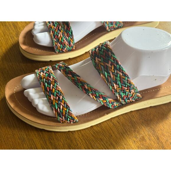 Madden Girl Shoes - Madden Girl Braided Strap Sandals Womens 10 Multicolor Flat Slides